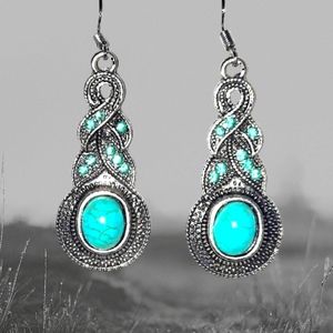 Tibetan Silver Turquoise Necklace/Earrings Set